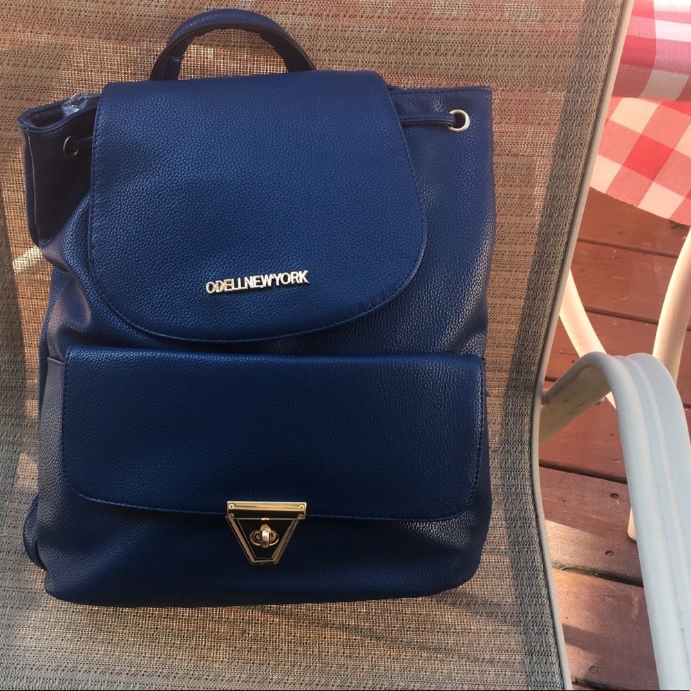 Blue leather Odell New York over the back bag